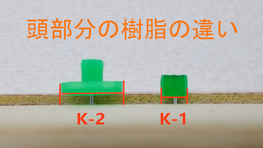 カリクギK-2、K-1の樹脂部分の形状比較