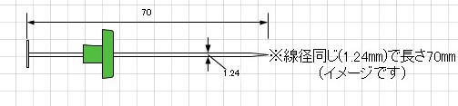 カリクギK2-45を線径そのままで70㎜伸ばした場合のイメージ図