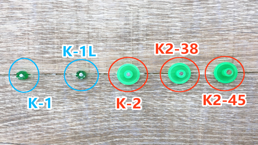カリクギ各種を上から見た図